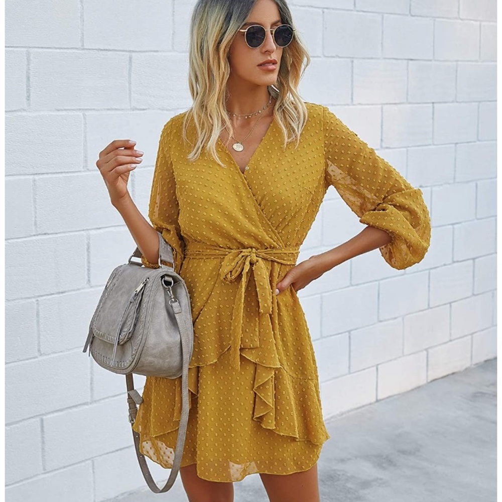 🌼V neck long sleeve dress 🌼